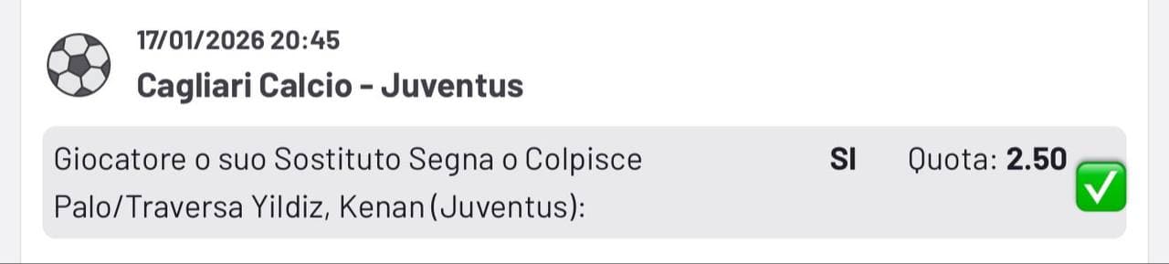 Screenshot scommessa vinta Serie A