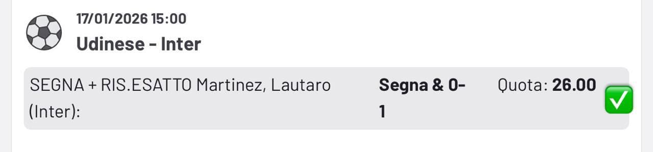 Screenshot pronostico azzeccato